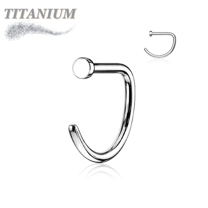 Titanium D Shape Nostril Hoop w/ Flat Top Stopper