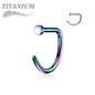 Titanium D Shape Nostril Hoop w/ Flat Top Stopper