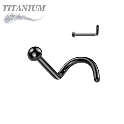 Titanium Corkscrew Nostril with 2mm Round Dome