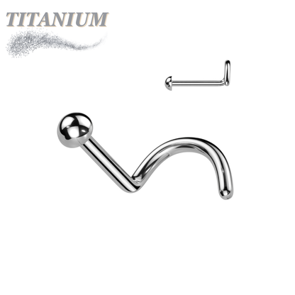 Titanium Corkscrew Nostril with 2mm Round Dome