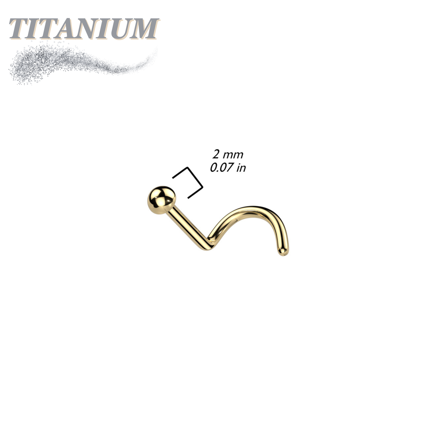 Titanium Corkscrew Nostril with 2mm Round Dome