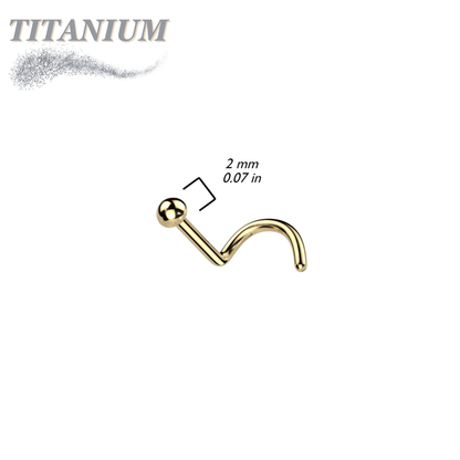 Titanium Corkscrew Nostril with 2mm Round Dome