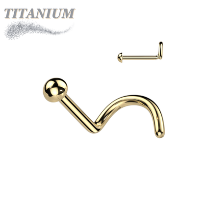 Titanium Corkscrew Nostril with 2mm Round Dome