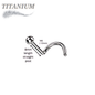 Titanium Corkscrew Nostril with Dome in 8mm Piercing Length