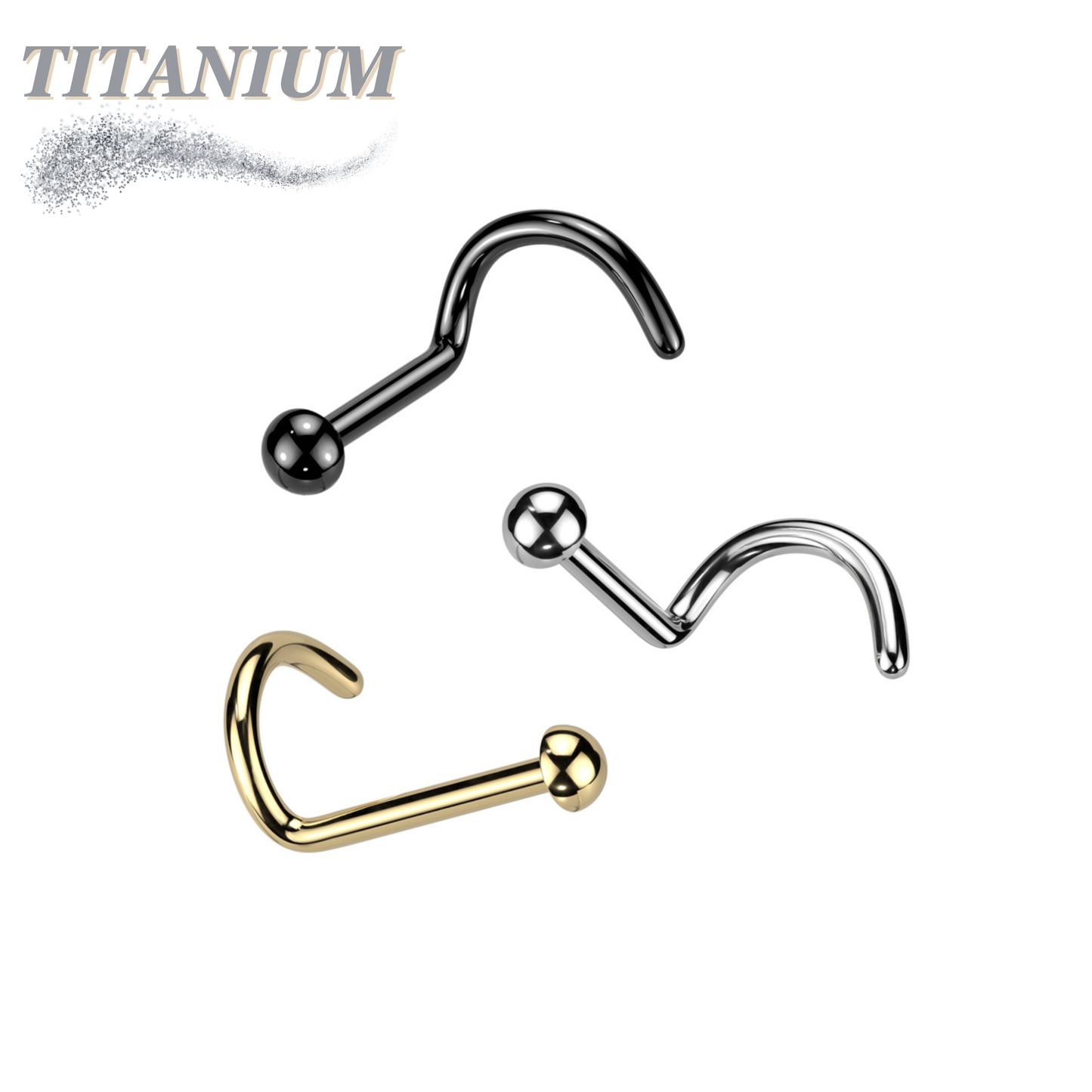 Titanium Corkscrew Nostril with 2mm Round Dome