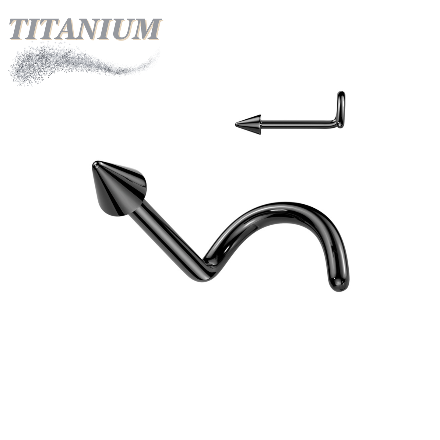 Titanium Corkscrew Nostril with 2mm Spike Top