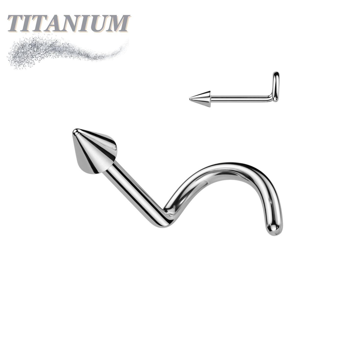 Titanium Corkscrew Nostril with 2mm Spike Top