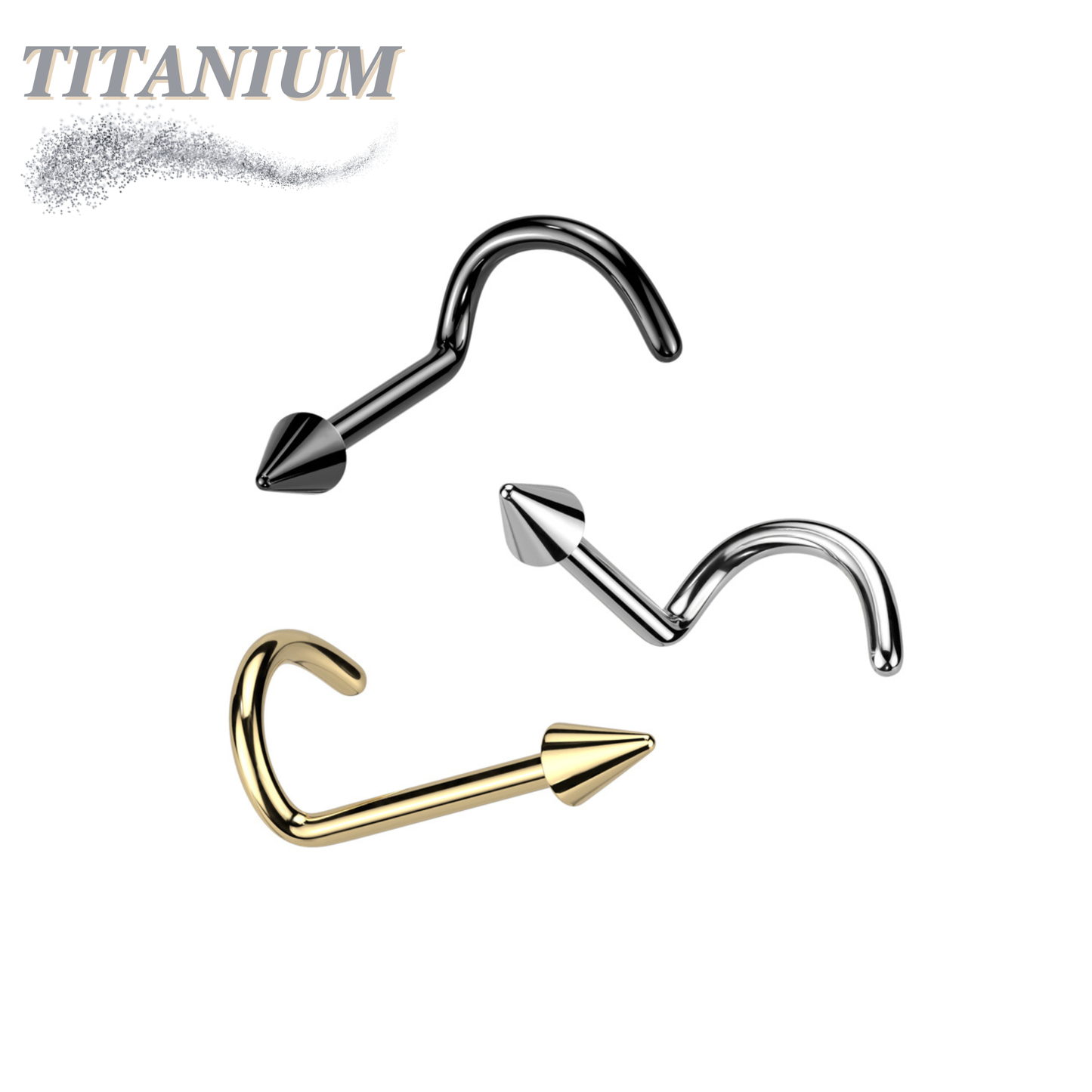 Titanium Corkscrew Nostril with 2mm Spike Top