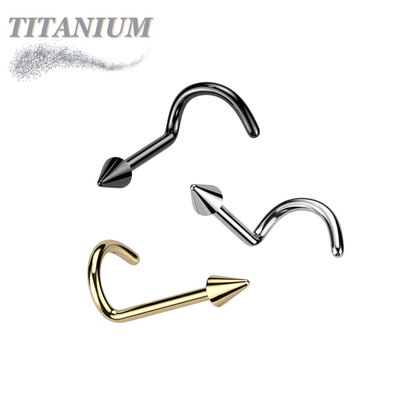 Titanium Corkscrew Nostril with 2mm Spike Top