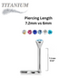 Titanium Corkscrew Nostril Piercing Length 7.2mm with Bezel Set Martini Gem