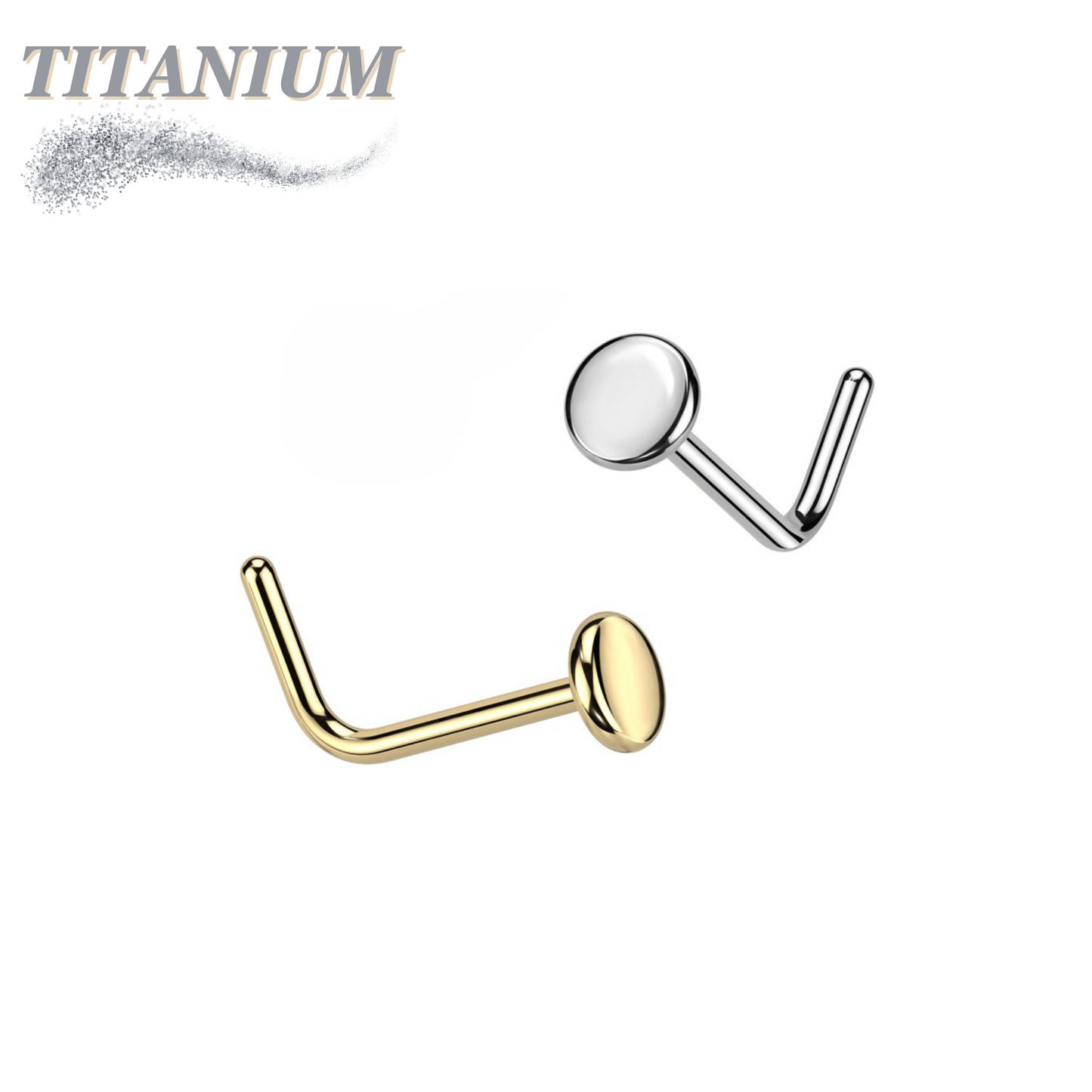 Titanium L Bend Nostril with 2mm Flat Disc Top