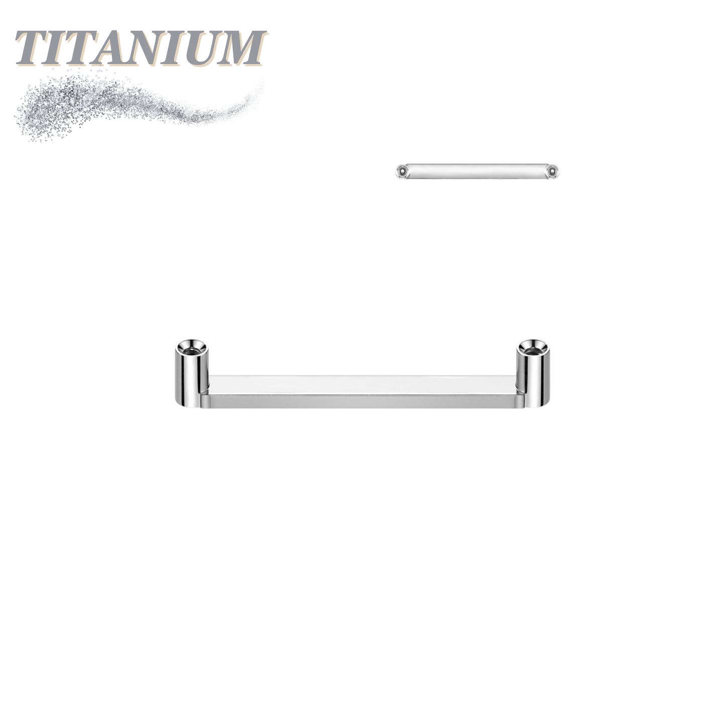 Titanium Internally Threaded Flat Surface Bar (2mm Rise)