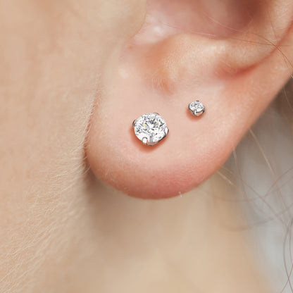 Titanium CZ Press Cut Martini Set CZ Earrings (Steel Backs)