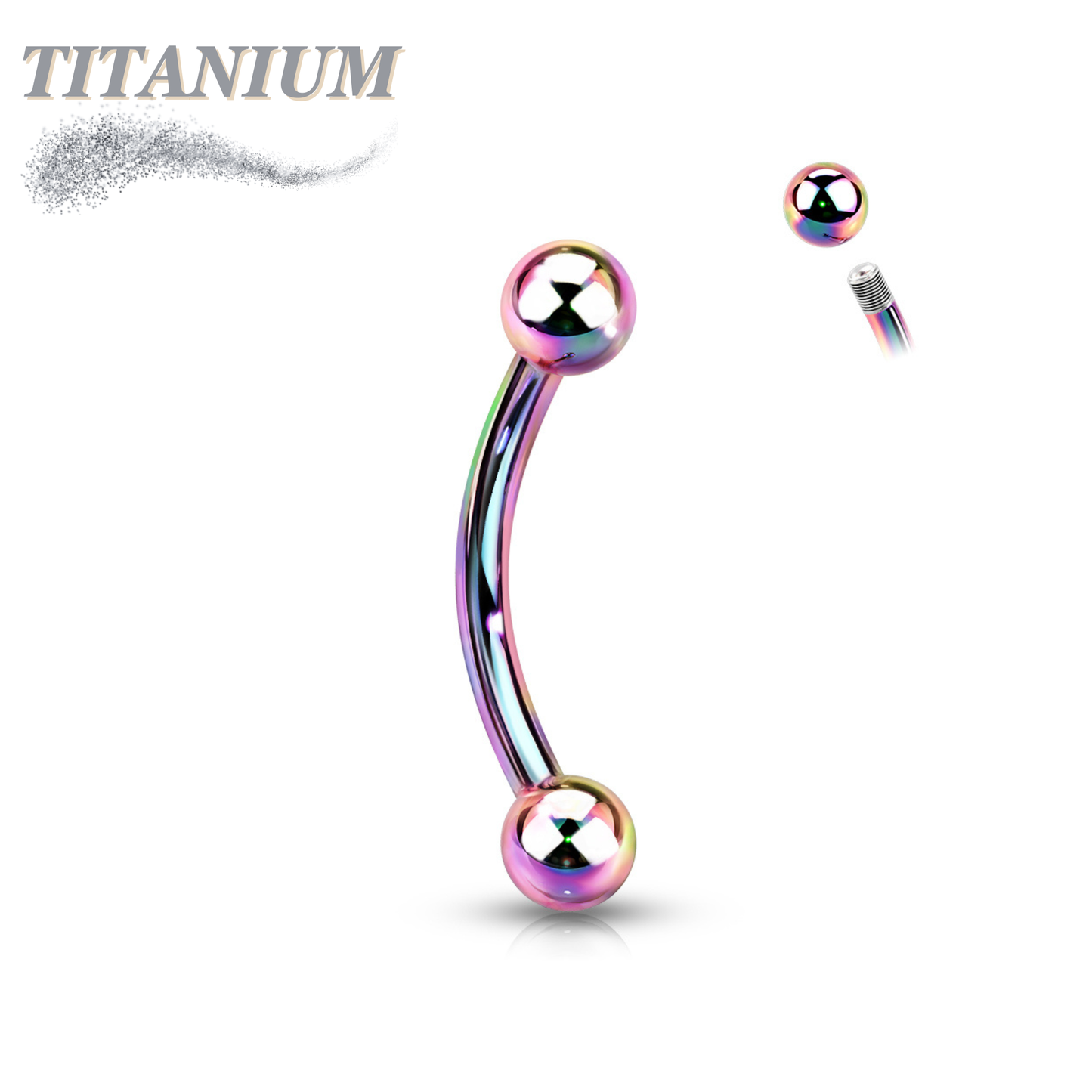 Titanium Externally Threaded Curved Barbell - Coloured