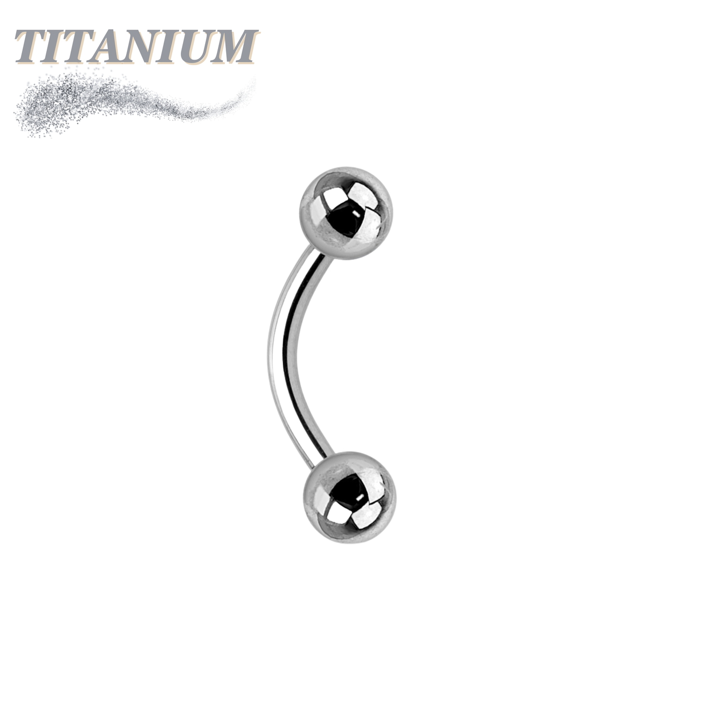 Titanium Externally Threaded Curved Barbell w/ Plain Ball