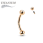 Titanium Externally Threaded Curved Barbell with Press Fit CZ Ball Ends - Coloured