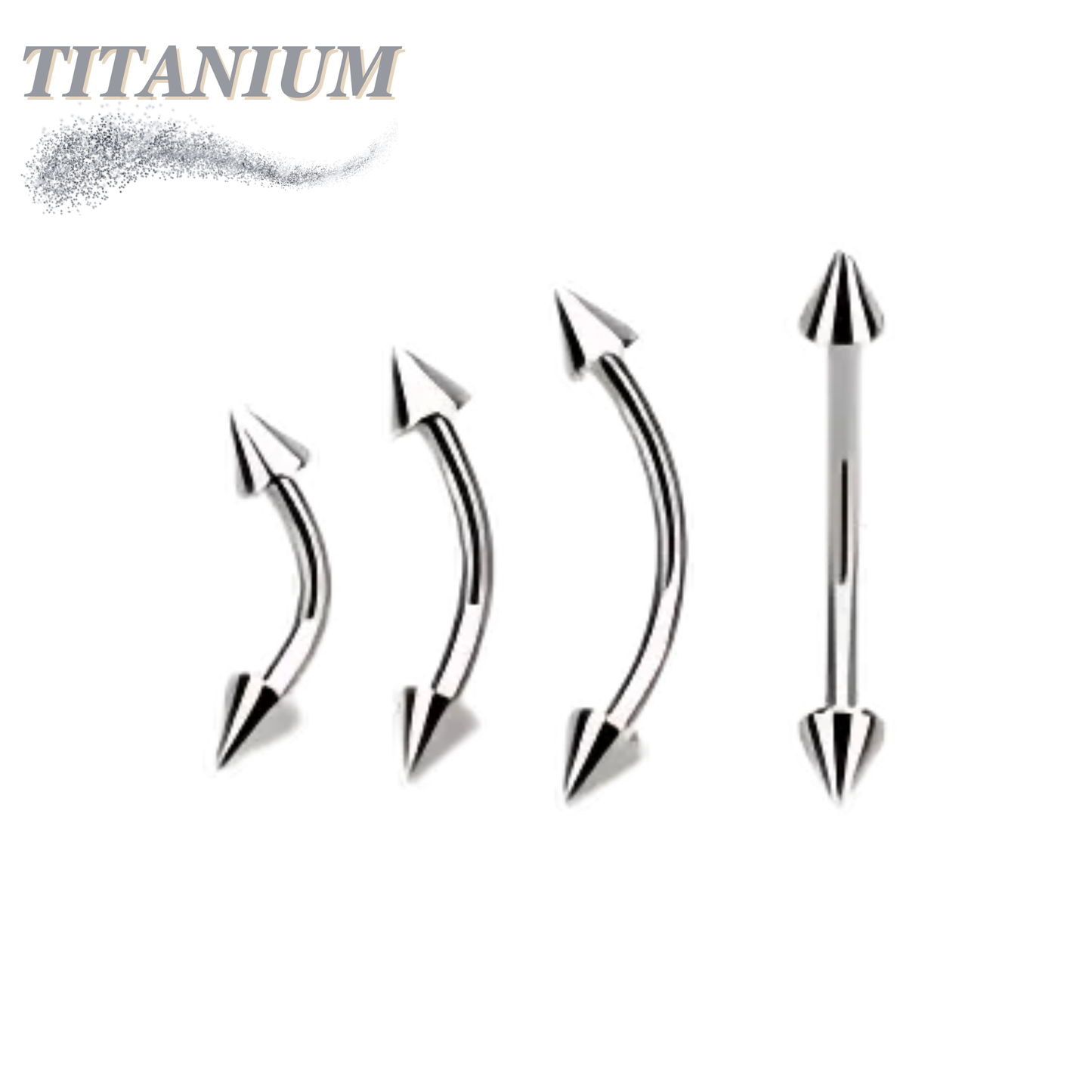 Titanium Externally Threaded Curved Barbell with Spike Ends