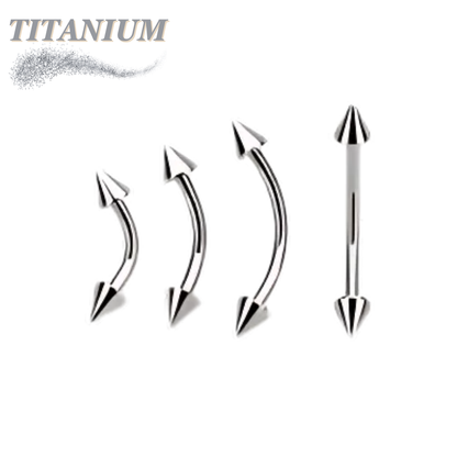 Titanium Externally Threaded Curved Barbell with Spike Ends