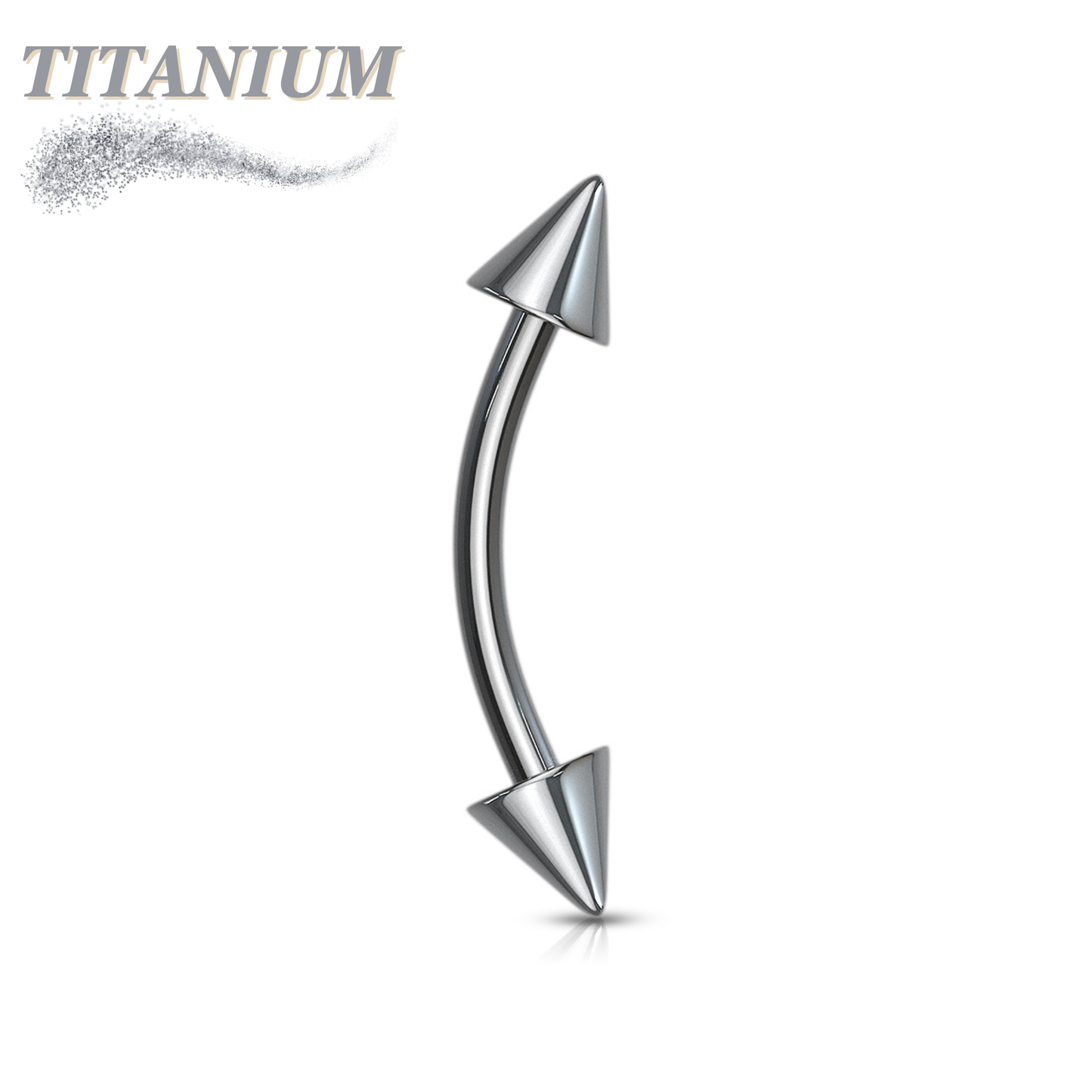 Titanium Externally Threaded Curved Barbell with Spike Ends