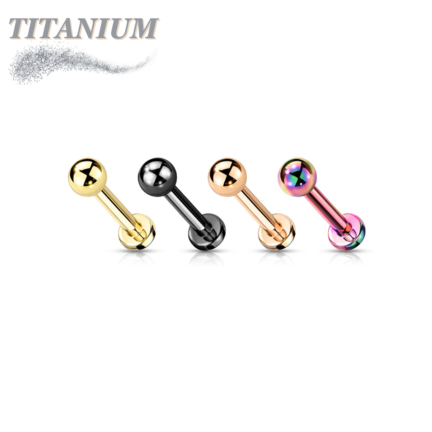 Titanium Externally Threaded Colored Labrets w/ Plain Ball