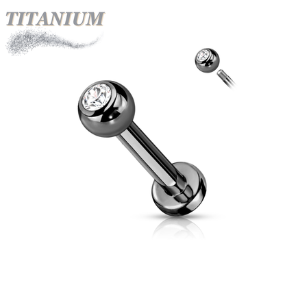 Titanium Externally Threaded Labret with Press Fit CZ Ball