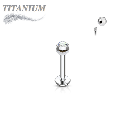 Titanium Externally Threaded Labret with Press Fit CZ Ball