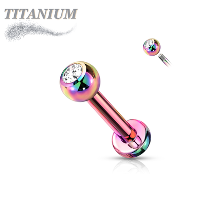 Titanium Externally Threaded Labret with Press Fit CZ Ball