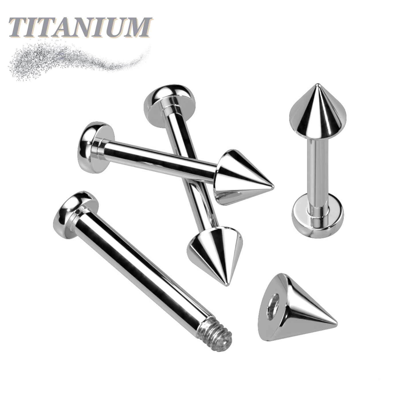 Titanium Externally Threaded Labret with Spike