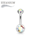 Titanium Externally Threaded Double Gem Belly Banana