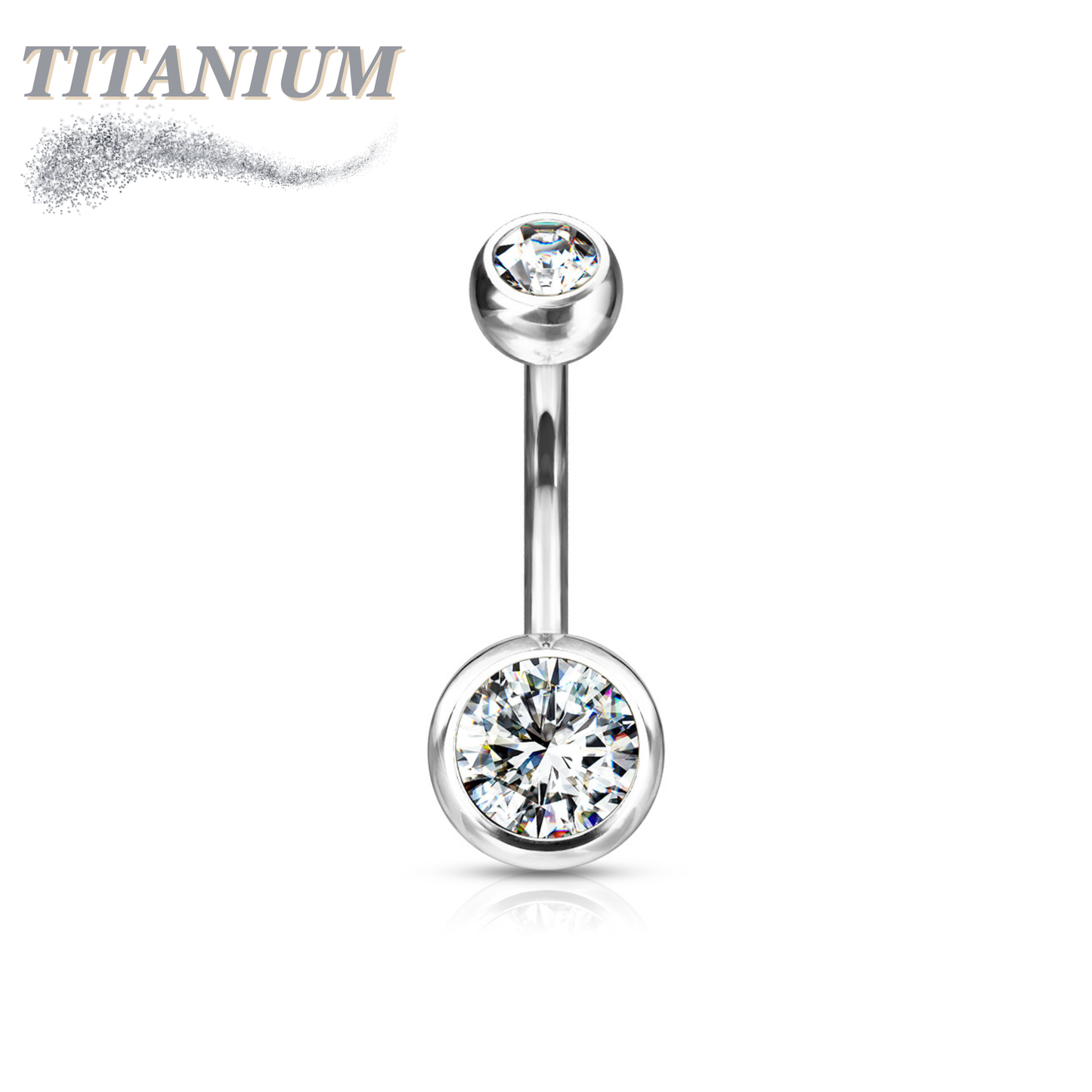 Titanium Externally Threaded Double Gem Belly Banana