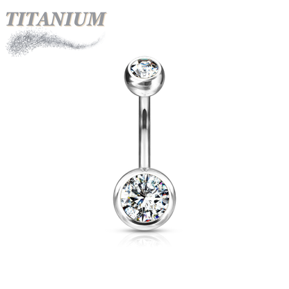 Titanium Externally Threaded Double Gem Belly Banana