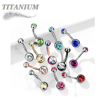 Titanium Externally Threaded Double Gem Belly Banana