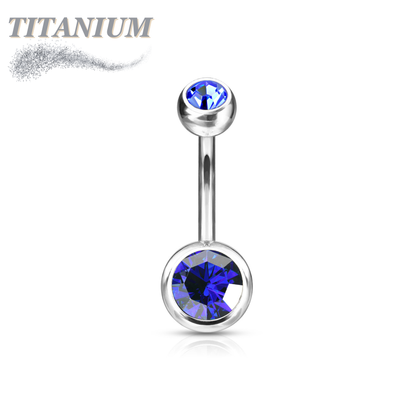 Titanium Externally Threaded Double Gem Belly Banana