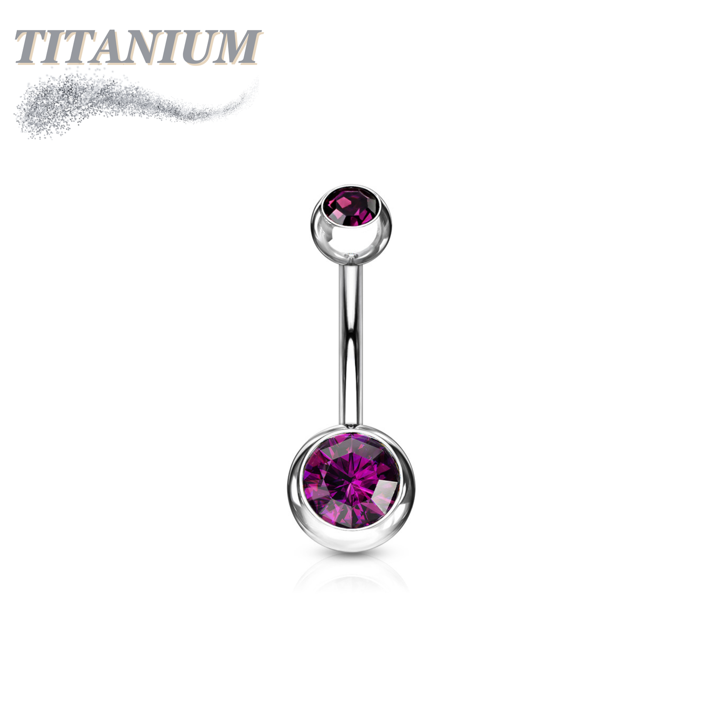 Titanium Externally Threaded Double Gem Belly Banana