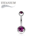Titanium Externally Threaded Double Gem Belly Banana