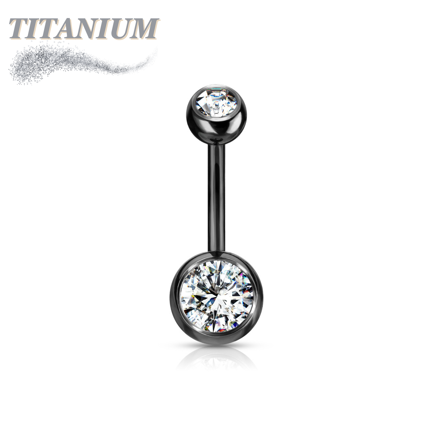 Titanium Externally Threaded Double Gem Belly Banana