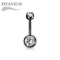 Titanium Externally Threaded Double Gem Belly Banana