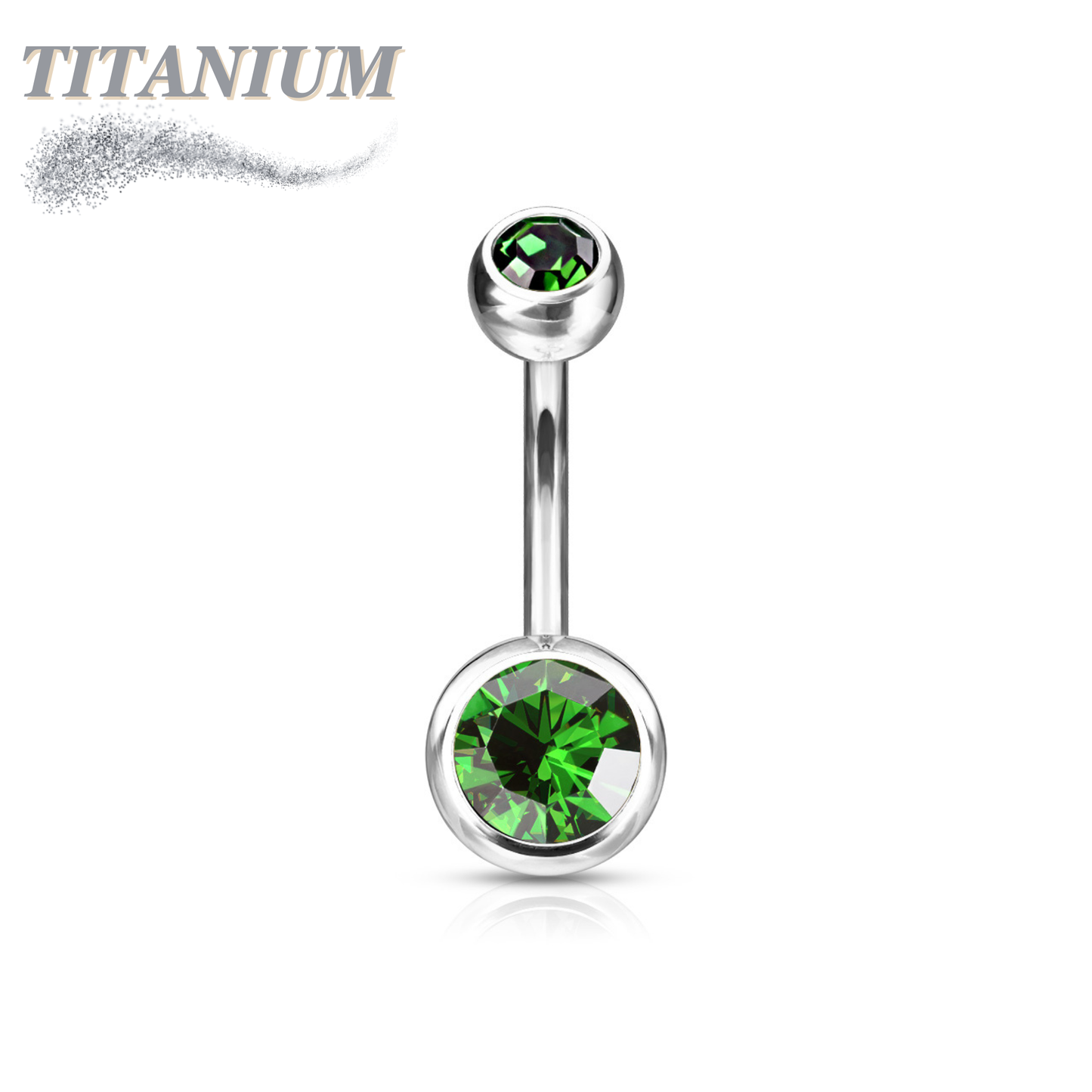 Titanium Externally Threaded Double Gem Belly Banana