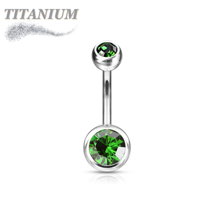 Titanium Externally Threaded Double Gem Belly Banana
