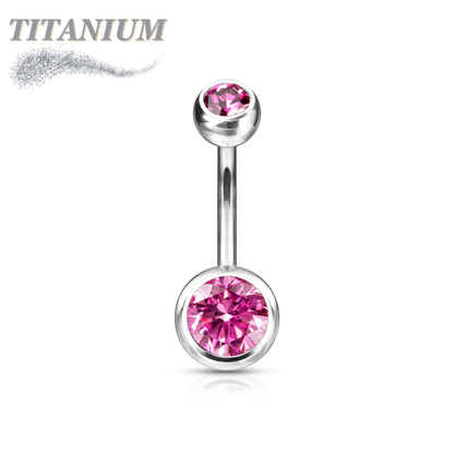 Titanium Externally Threaded Double Gem Belly Banana