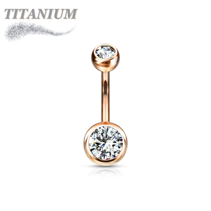 Titanium Externally Threaded Double Gem Belly Banana