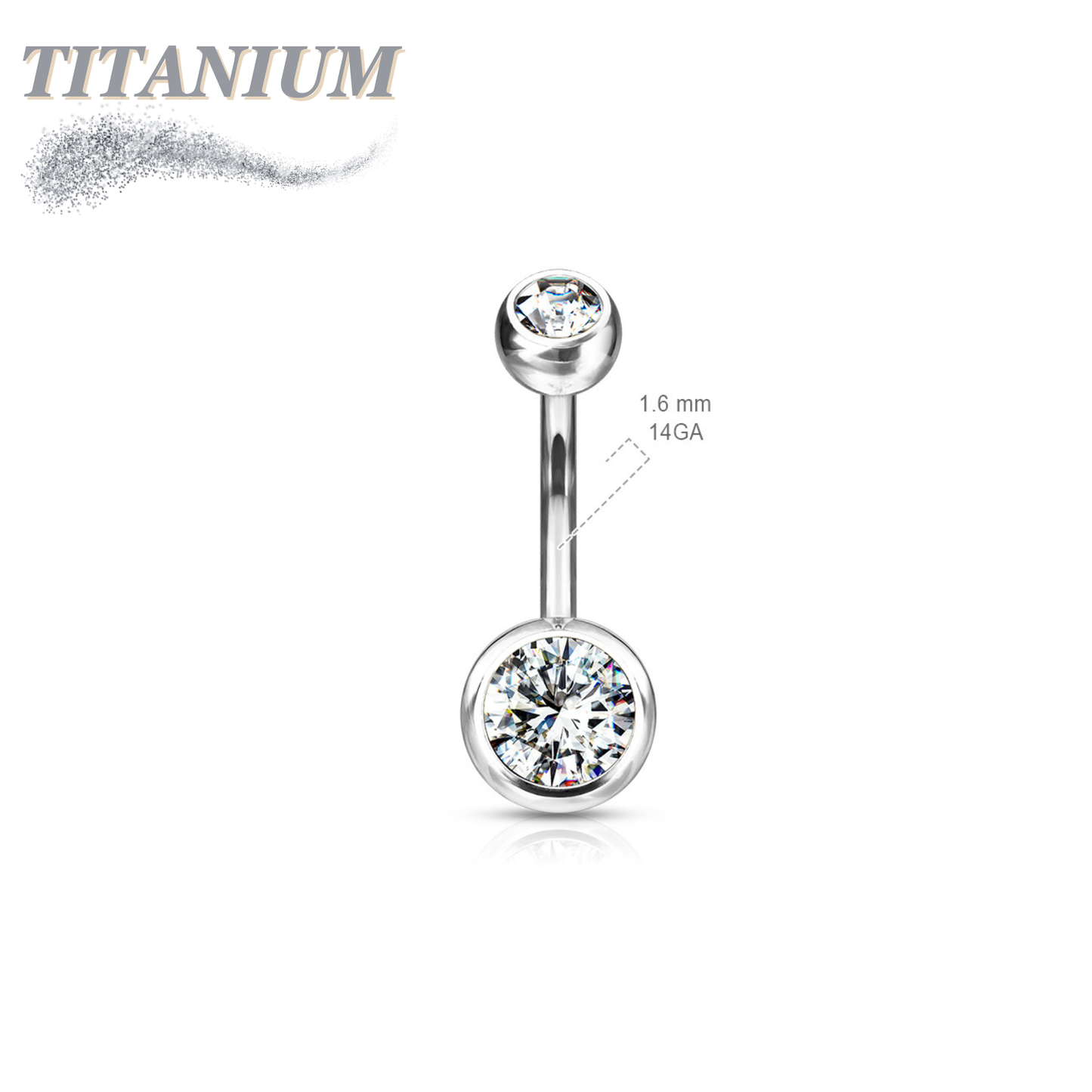 Titanium Externally Threaded Double Gem Belly Banana