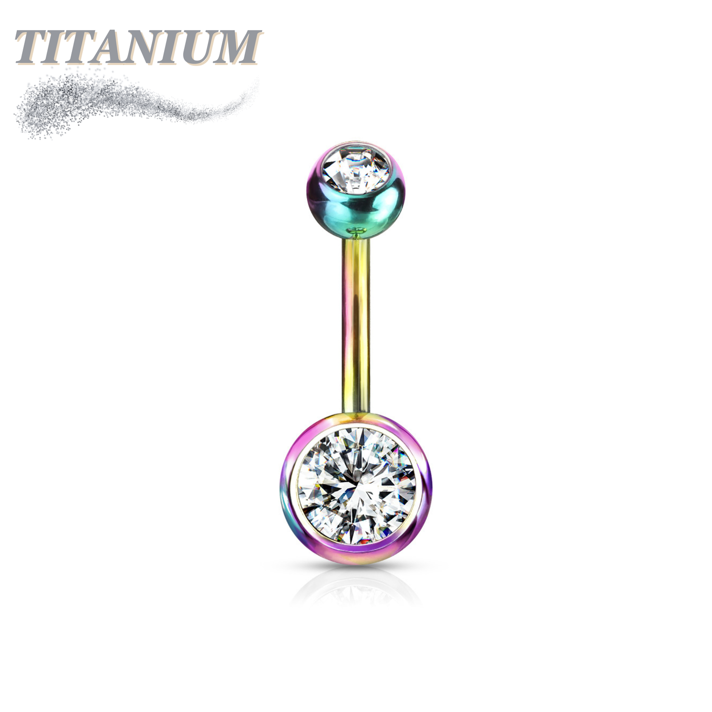 Titanium Externally Threaded Double Gem Belly Banana
