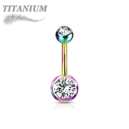 Titanium Externally Threaded Double Gem Belly Banana