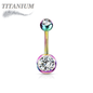 Titanium Externally Threaded Double Gem Belly Banana