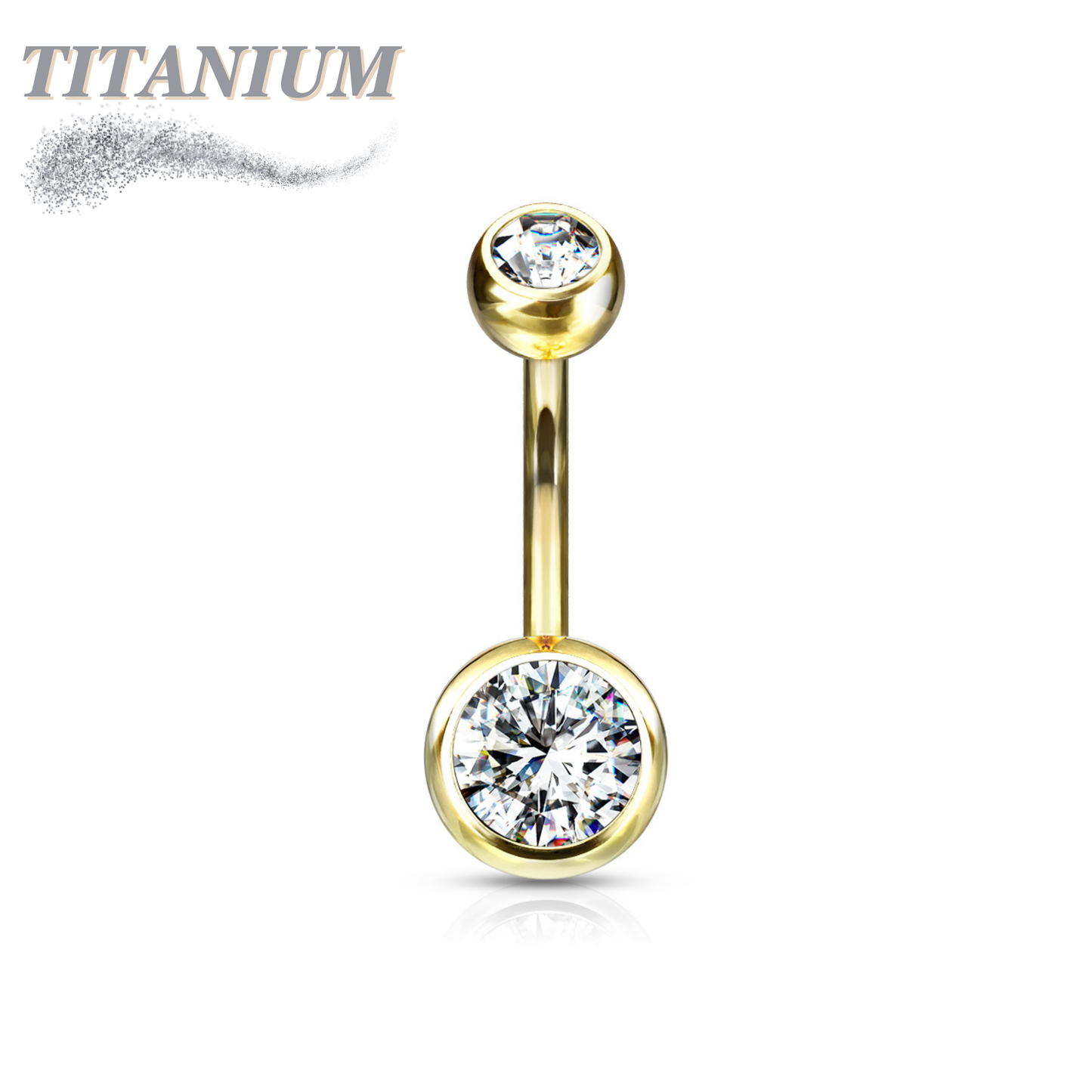 Titanium Externally Threaded Double Gem Belly Banana