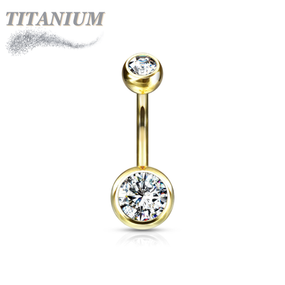 Titanium Externally Threaded Double Gem Belly Banana