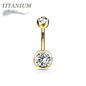 Titanium Externally Threaded Double Gem Belly Banana