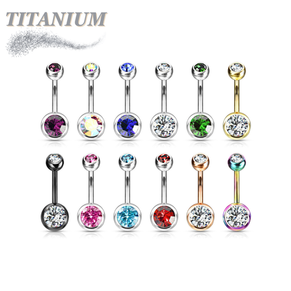 Titanium Externally Threaded Double Gem Belly Banana