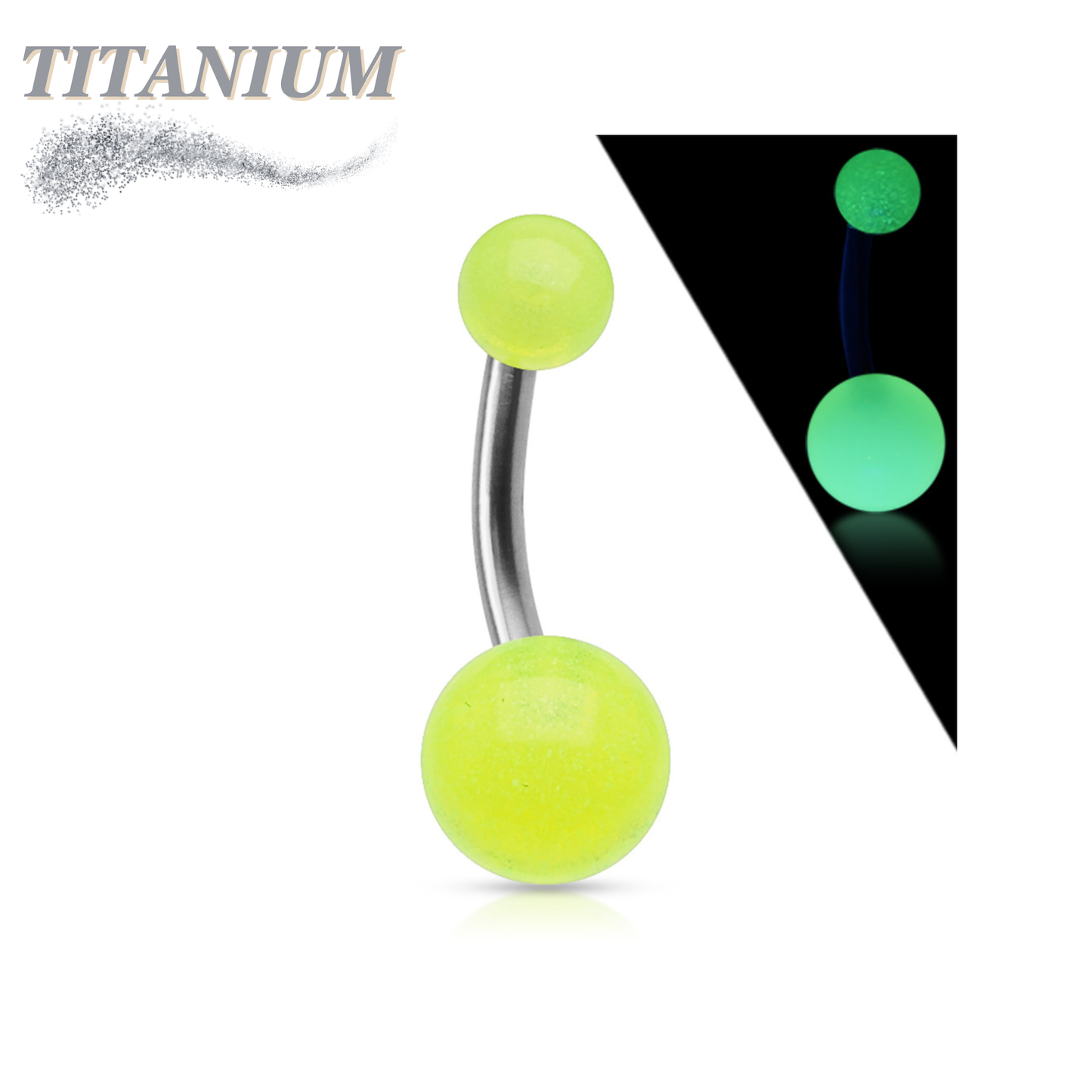 Titanium Externally Threaded Glow in the Dark Belly Banana